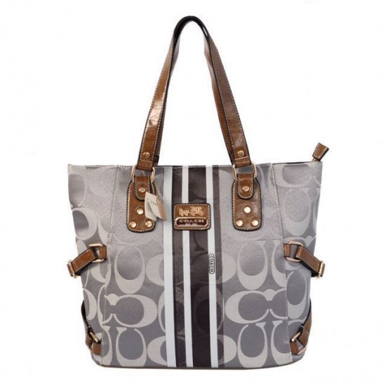 Coach In Signature Logo Medium Grey Totes BFD - Click Image to Close